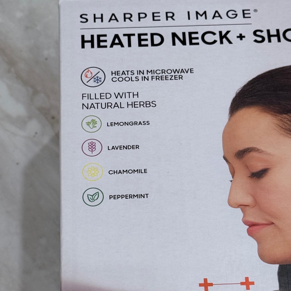 Sharper Image Heated Neck and Shoulder Wrap Weighted Herbal Aromatherapy Grey - Picture 2 of 7